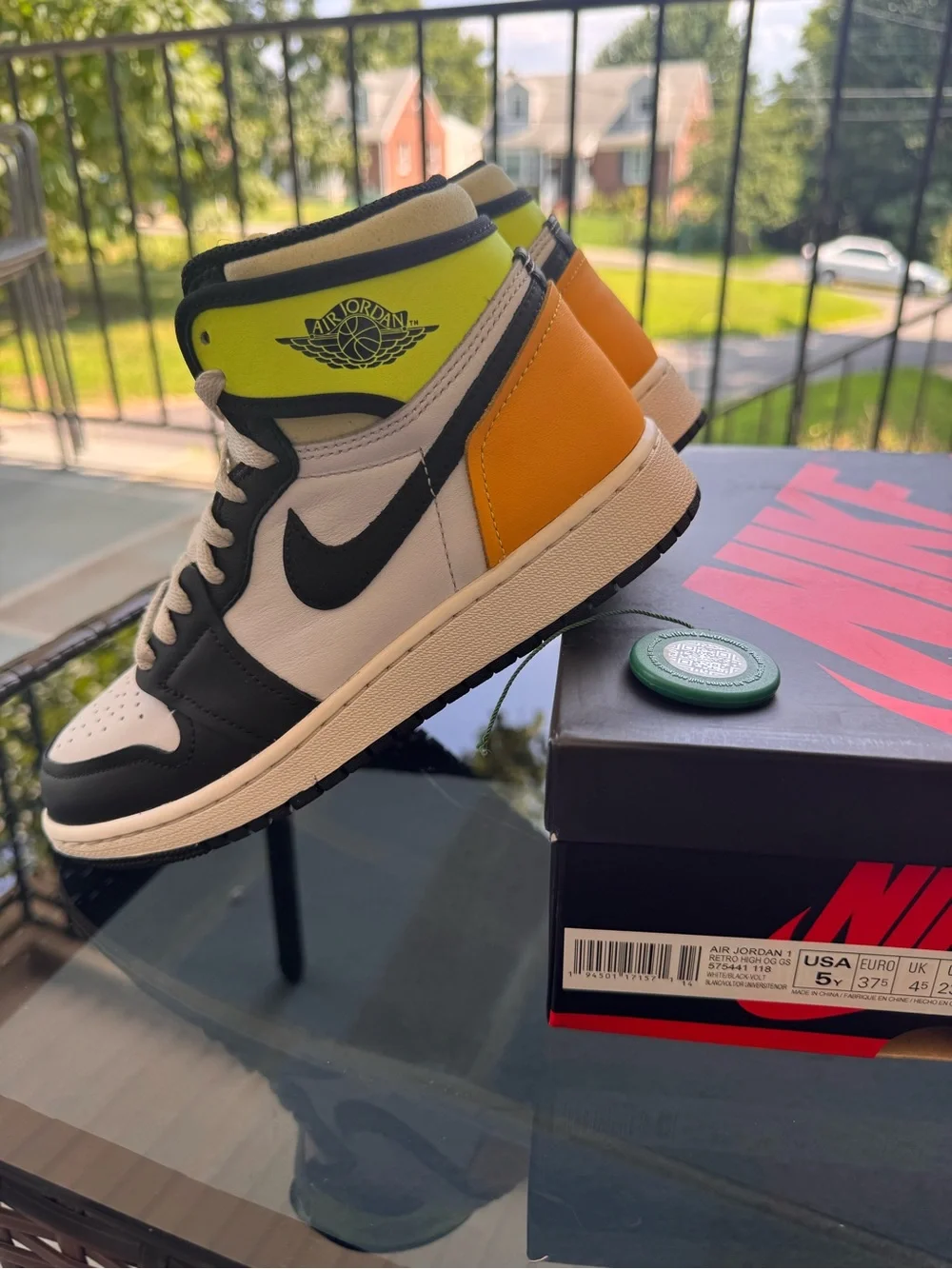 Nike Men’s High-Top Sneakers - Black, White, Yellow, Neon Green